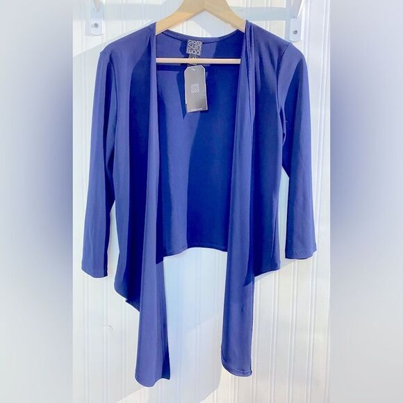 Clara SunWoo Drape Tunic Cardigan - Navy Sz M - Picture 5 of 8